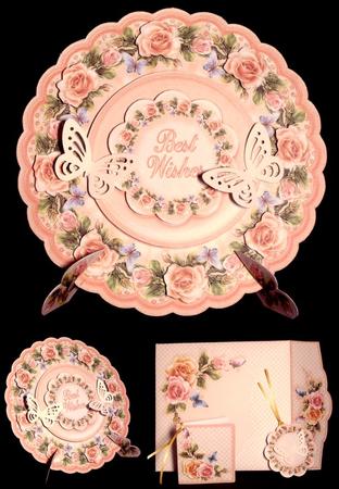 Plate Card Kit - Peach Roses and Butterflies by Dianne Jackson