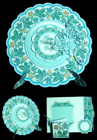 Plate Card Kit - Teal Leaves by Dianne Jackson