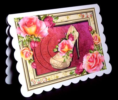 Beautiful Roses & Ivory Lace Shoe Oval Pyramid by Dianne Jackson