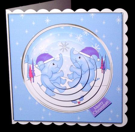 Cute Xmas Elephants Circle Pyramage Topper by Dianne Jackson