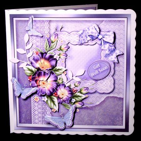 Purple Flowers, Lace and Butterflies 8in x 8in Decoupage Kit by Dianne Jackson