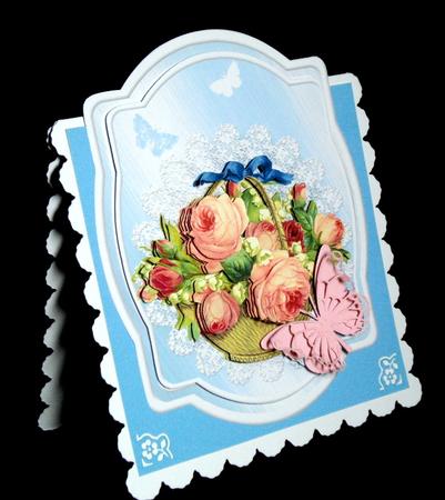 Basket of Roses Shaped Decoupage Card by Dianne Jackson
