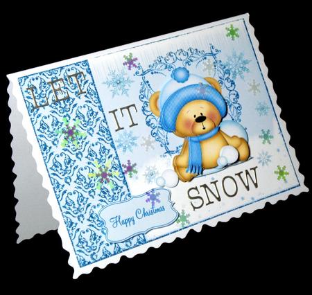 Cute Snow Ball Bear Card Topper by Dianne Jackson