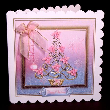 Christmas Tree with Pink Poinsettia Lights by Dianne Jackson