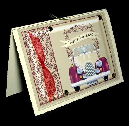 Masculine Morris Car Christmas/birthday Card Topper by Dianne Jackson