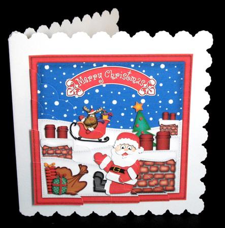 Xmas Rooftop Santa Scalloped Corner Side Stacker Topper by Dianne Jackson