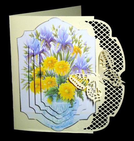 Floral Spray Pyramid Ladies Birthday Card Topper by Dianne Jackson