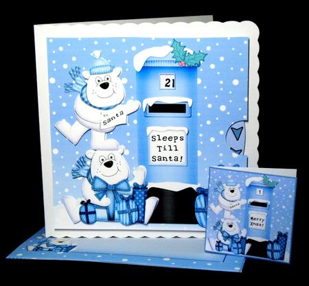 3D Xmas Polar Bears Sleeps Till Santa Countdown Moveable by Dianne Jackson
