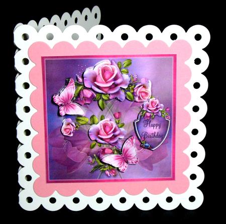 Dreamy Pink Roses and Flutters Card Topper by Dianne Jackson