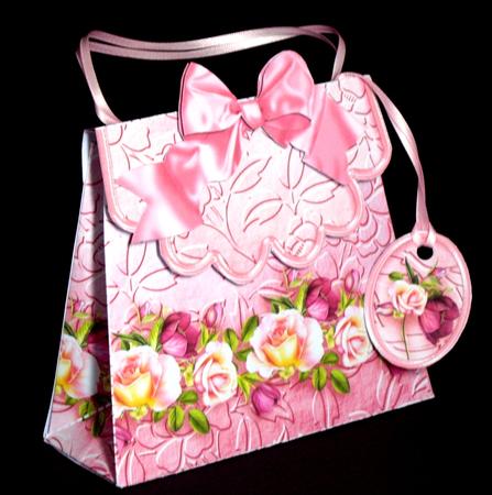 Handbag Gift Box Pink and Apricot Roses by Dianne Jackson