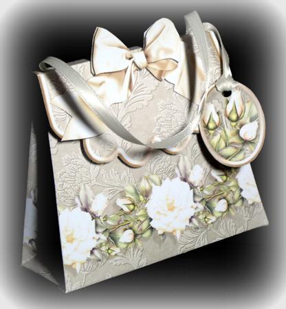 Handbag Gift Box White Vintage Roses by Dianne Jackson