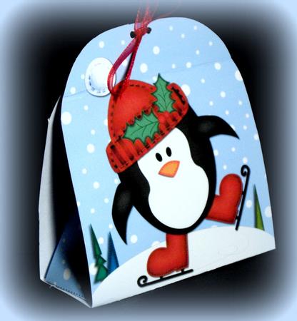 3D Xmas Skating Penguin Treat or Favour Box Mini Kit by Dianne Jackson
