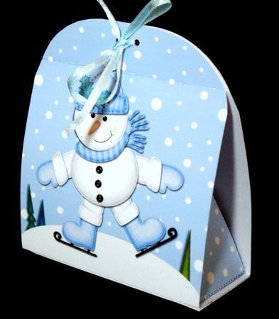3D Xmas Skating Snowman Treat or Favour Box Mini Kit by Dianne Jackson