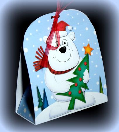 3D Xmas Polar Bear's Tree Treat or Favour Box Mini Kit by Dianne Jackson