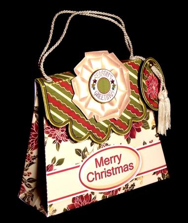 Handbag Gift Box Red Poinsettias Pattern by Dianne Jackson