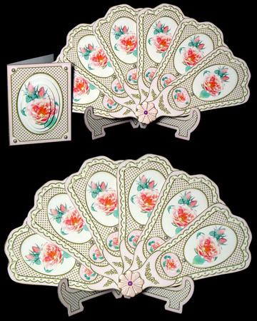 3D Floral Fan Card Roses with Stand, Gift Card N Box by Dianne Jackson