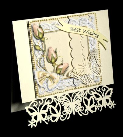 Cream Rosebuds 5inch Square Scalloped 2 Side Stacker by Dianne Jackson
