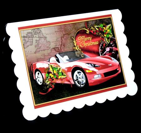 Christmas Red Sports Car Decoupage by Dianne Jackson