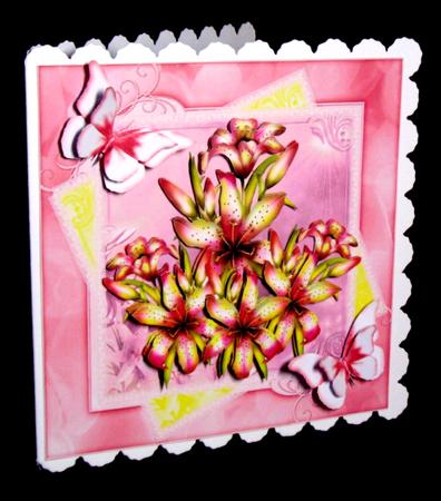 Pink and Lemon Lily's 8x8 Card Topper by Dianne Jackson