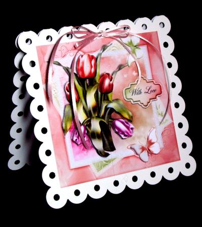 Tulips in a Dusky Red and Green Frame 8x8 by Dianne Jackson