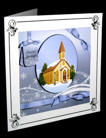 Christmas Church Square Quick Card by Dianne Jackson