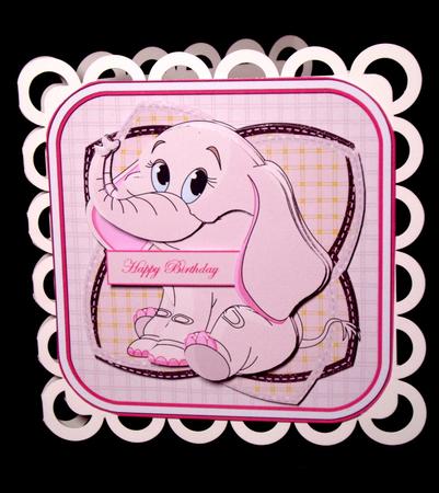 Pink Elephant Card Front by Dianne Jackson