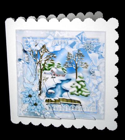 Christmas Scene in Lace and Pearl Frame Side Stacker by Dianne Jackson