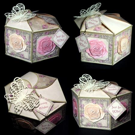 Vintage Rose Large Hexagonal Gift Box Mini Kit by Dianne Jackson