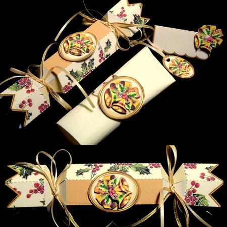 Table Setting Christmas Gold Bells and Holly Mini Kit by Dianne Jackson