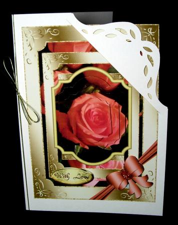 Rose in Frames Pyramid Card Front by Dianne Jackson