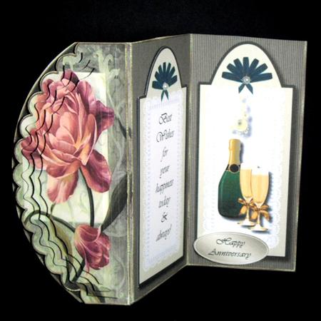 Peony Scalloped Panel Tri-fold Card Kit by Dianne Jackson