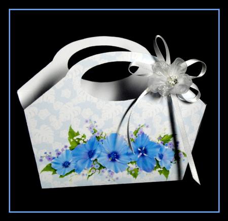 Blue Floral Gift Bag and Topper/bookmark Sheet by Dianne Jackson