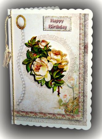 Antique Roses Shabby Chic Decoupage Card by Dianne Jackson