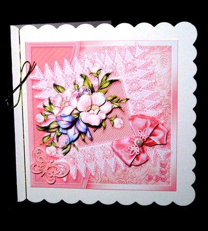 Pink Anemones and Lace 5in x 5in Decoupage Kit by Dianne Jackson