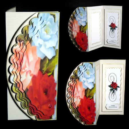Romantique Bouquet Scalloped Panel Tri-fold Card Kit by Dianne Jackson
