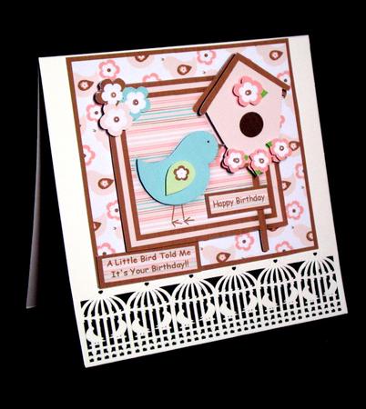 A Little Bird Told Me 6x6 Square Card Front with Decoupage by Dianne Jackson