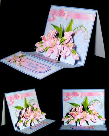 Easel Pop-up 3D Card Kit - Pink Lilies by Dianne Jackson