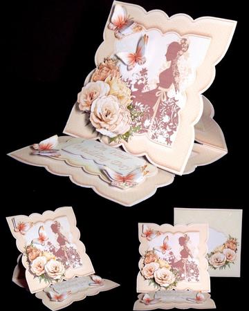 Bride & Roses Wedding Day Easel Card Kit & Decoupage by Dianne Jackson