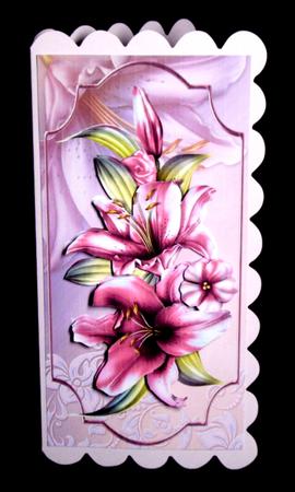 Lilies in the Pink Dl Card Front by Dianne Jackson