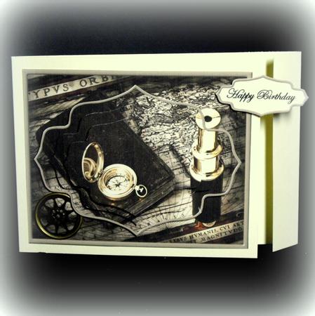 Nautical Map, Compass and Book Card Front by Dianne Jackson