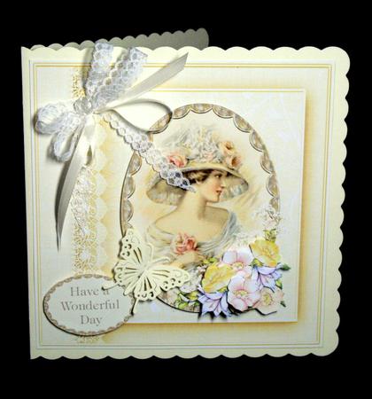 Vintage Lady Portrait 8x8 Card Front by Dianne Jackson