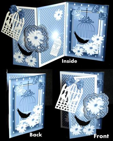 Vintage Blue White Spot Fold Back Card with Daisys by Dianne Jackson