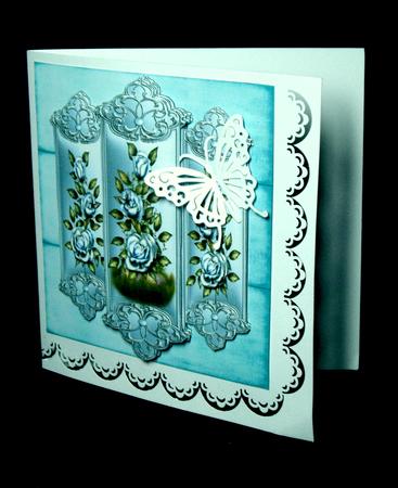 Panels Vintage Roses in Mint and Bleu by Dianne Jackson