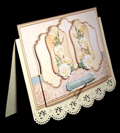 Cream Roses 5 Panel Quick Card & Decoupage by Dianne Jackson