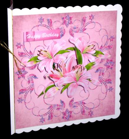 Pink Metallic Floral Swirl Frame Background by Dianne Jackson