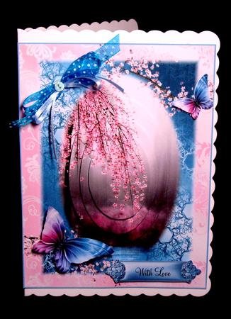 Oriental Pink Blossom Scene Card Topper by Dianne Jackson