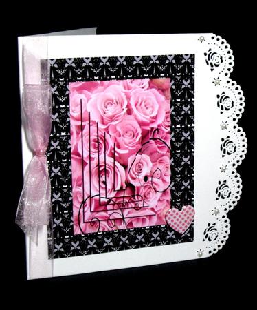Black Lace and Pink Roses 2 Card Sheet Happy Birthday by Dianne Jackson