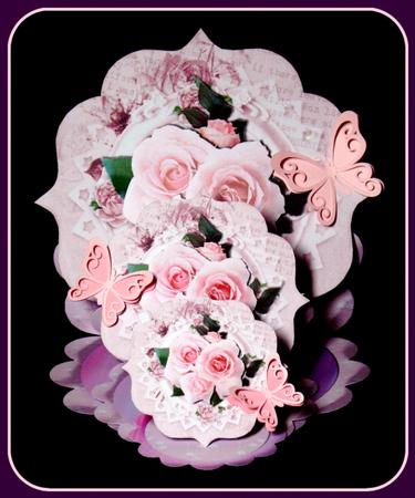 Pink Roses Triple Easel Card & Envelope by Dianne Jackson