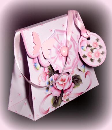 Handbag Gift Box Pink Peonies and Butterflies Mini Kit by Dianne Jackson