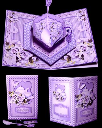Time for Tea Pop-up Kit - Lilac Roses and Gingham by Dianne Jackson